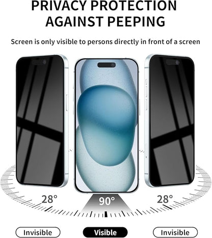 3 Pack Privacy Screen Protector for iPhone 15 Plus Tempered Glass 6.7inch Private Saver Anti-Spy Eye Protection Anti-Scratch Full Coverage