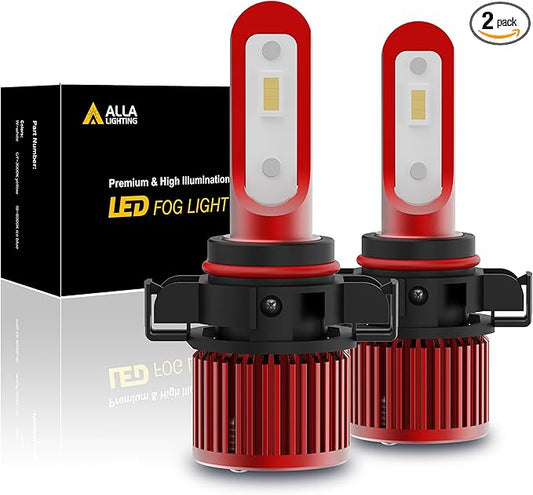 Alla Lighting 5200lm 2504 PSX24W LED Fog Lights Bulbs, 3000K Amber Yellow 12276 Extremely Super Bright 12V LEDs Replacement, AL-R Version