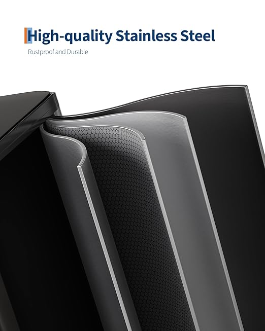 Garvee Double Trash Can, 2 x 10.6 gal (2 x 40 L) Garbage Can for Kitchen Dual Compartment Recycling Kitchen Step Trash Bin, Stainless Steel Trash and Recycle Bin Combo with Soft-Close Lid,Black