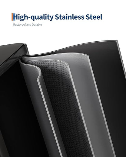 Garvee Double Trash Can, 2 x 10.6 gal (2 x 40 L) Garbage Can for Kitchen Dual Compartment Recycling Kitchen Step Trash Bin, Stainless Steel Trash and Recycle Bin Combo with Soft-Close Lid,Black