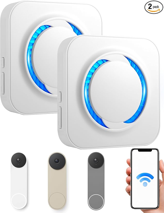 LUCKYDUO WiFi Doorbell Chime for Google Nest, 2-Pack, 32 Tones