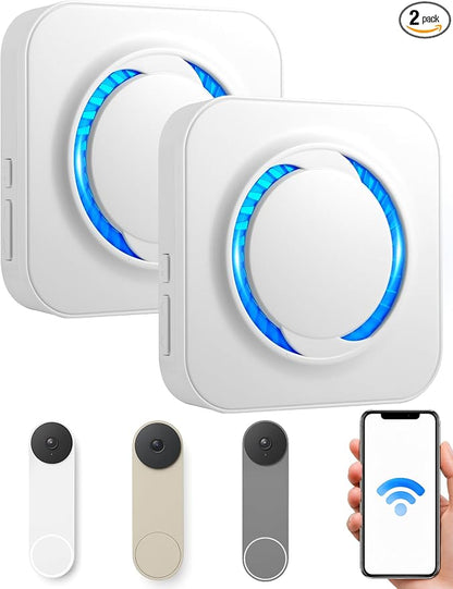 LUCKYDUO WiFi Doorbell Chime for Google Nest, 2-Pack, 32 Tones