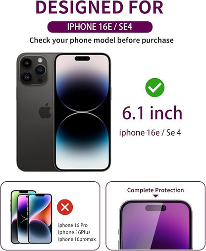 2 Pack Privacy Screen Protector for iPhone 16e 2025 Tempered Glass 6.1inch Private Saver Anti-Spy Anti-Blue Light Eye Protection Anti-Scratch Full Coverage