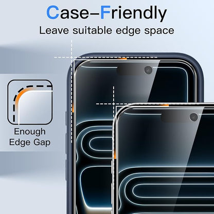 JETech Privacy Screen Protector for iPhone 17 Pro 6.3-Inch, Anti-Spy Tempered Glass Film with Easy Installation Tool, 2-Pack