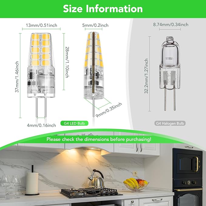BUBO 40 Pack G4 LED Bulb 2W Equivalent 30W 3000K Warm White 250 Lumens 360°Beam Angle, T3 Halogen Bulb Replacement Landscape Bulbs, AC/DC 12V Led Lights G4 Bi-Pin Base for Outdoor Landscape Lighting