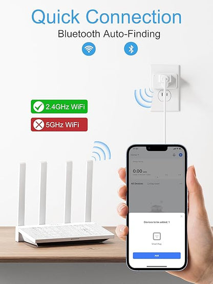EIGHTREE Smart Plug 15A, Smart Plugs that Compatible with Alexa & Google Home & SmartThings, No Hub Required, WiFi Outlet with Remote Control, Timer & Schedule, 2.4GHz WiFi Only, 4 Packs