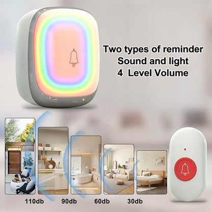 Call Button for Elderly at Home, Caregiver Pager | Fall Alert Devices for Elderly 500+ft for Home/Elderly/Pregnant Women/Disabled, 2 Receiver+2 Transmitters