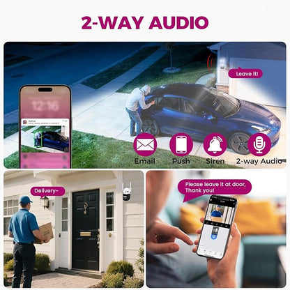 XMARTO 2-Pack 6MP Tri-Lens WiFi Security Camera