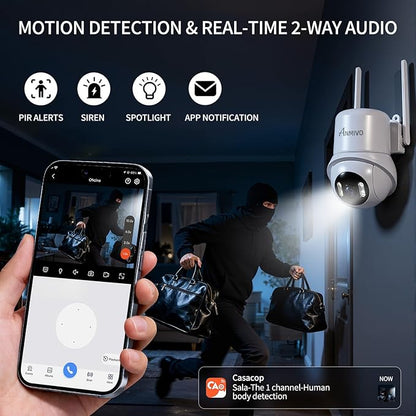 Security Camera Indoor, 5GHz/2.4GHz WiFi Camera for Home Security, 2k HD, 360° PTZ Camera, Plug-in Wall Mount Camera with Phone App, Color Night Vision, Smart Human Alert