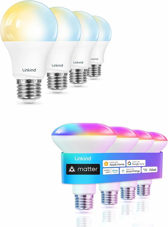 Linkind BR30 Matter Smart Light Bulb A19 Soft White to Daylight Tunable Smart Light Bulb