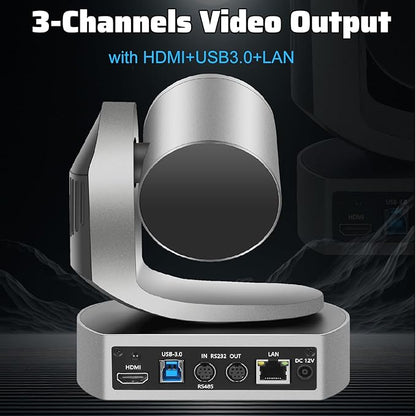 4K HDMI PTZ Camera,Optical 20X Zoom Conference Room Camera,Auto Focus and auto Tracking,with IP/USB3.0/HDMI/RS232/RS485 for Live Streaming Video Conference and Church Education ﻿