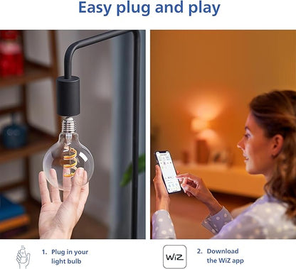 Philips Smart Vintage Amber G25 25W Color Filament LED Smart Bulb 4 Pack - E26 Indoor -Connect to Your Wi-Fi - Control with Voice or App - Powered by WiZ Connected