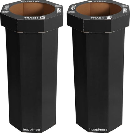 happimess Fleur 25 Gal Trash Can Bin, Charcoal Black, Set of 2