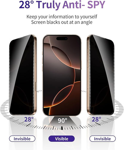 2 Pack for iPhone 16 Pro Max Privacy Screen Protector Tempered Glass for iPhone16ProMax 6.9inch [Auto-Installation] Anti-Spy Private Glass Film No Bubble 9H Hardness Anti-Scratch HD