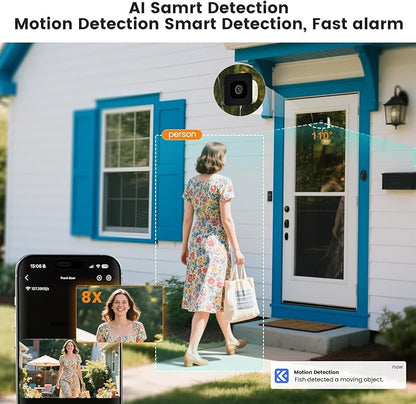 3MP 2k Window Camera, SpectraVivid AI Color Night Vision Window Cameras for Home Security, 2.4G&5G WiFi, Person & Motion Detection Siren, Two-Way Audio, 24/7 Recording, Easy Quick Install Indoor Glass