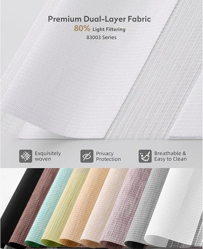 ACMEART Motorized Zebra Blinds,Smart APP & Remote Control Light Filtering Zebra Shades,Compatible with Alexa,Custom Size Electric Window Blinds for Home Office (Pure White)