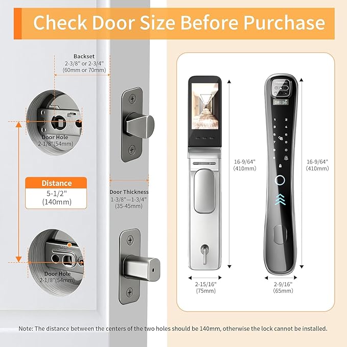 EIYSIE WiFi Deadbolt Lock with Camera & Video Doorbell, 8-in-1 Keyless Lock
