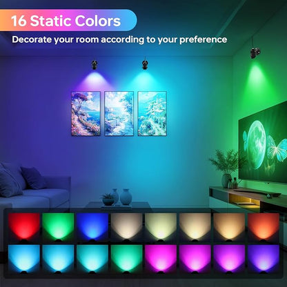 RGBW Spot Lights Indoor with Remote, Color Changing LED Accent Lighting for Wall, Bedroom, Living Room, Party & Christmas Decoration, Plug-in Spotlight with Adjustable Base, 4 Pack