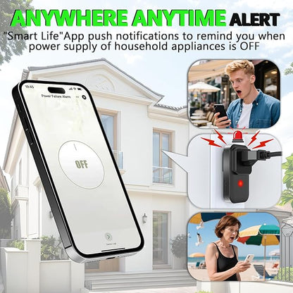 Power Failure Alarm WiFi, Freezer Power Outage Alarm with App Notifications & Loud 110dB & 3 Sirens, Smart Home Power Monitoring for GFCI Trips, Refrigerator, Sump Pumps, Aquarium