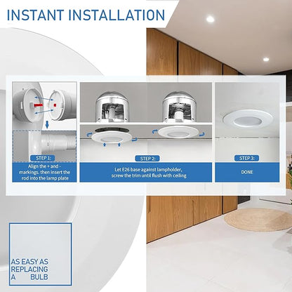 Jolux 4-Pack 5/6" Retrofit LED Recessed Lighting,60W,5000K Daylight,800 Lumens,Dimmable,Led Replacement can Lights,Simple Installation Adjustable Retrofit Downlight,ETL,E26 Base,Bevel Trim