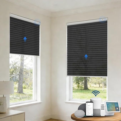 Motorized Cellular Shades with Remote, Smart Cellular Shades Compatible with Apple HomeKit, Alexa & Google Home, Honeycomb Window Blinds for Indoor Windows, Light Filtering Onyx Black