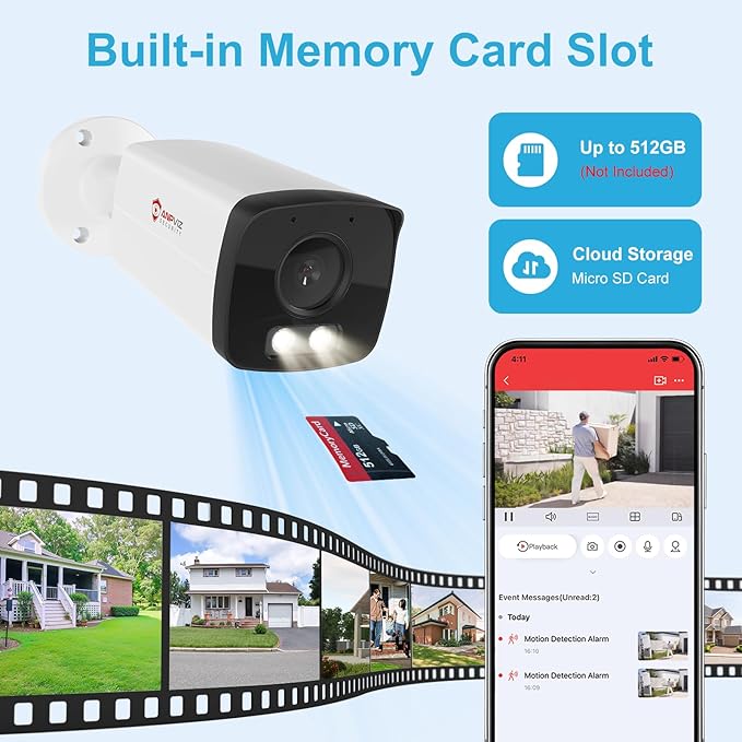 Anpviz 6MP Bullet PoE IP Camera with Smart Dual Light Color Night Vision, Full Metal PoE Security Camera Indoor/Outdoor, AI MD2.0,IP66,Built in Mic,Micro SD Slot,Wired,NDAA, IPC-B8A63WD-S (U Series)