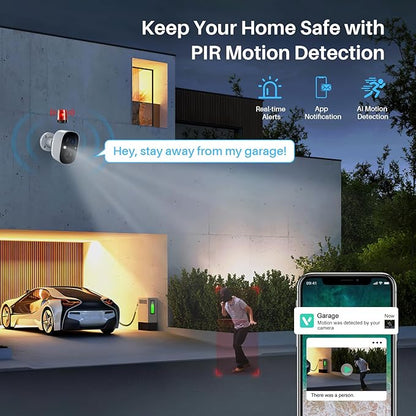 Vicohome Security Cameras Wireless Outdoor, 2K Battery Powered WiFi Cameras for Home Security with AI Motion Detection, Spotlight Color Night Vision, IP66 Weatherproof 2-Way Talk Siren Alarm, 2 Pack