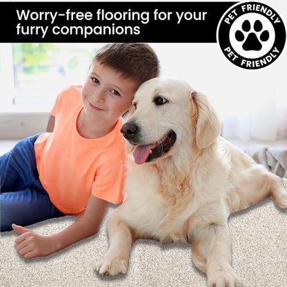 Smart Squares Easy Street Premium Plush Carpet Tiles, Made in USA – 18x18 Peel and Stick Floor Tiles with Attached Padding – Seamless DIY Carpet Squares (2.5 Sq Ft, 1 Tile, 486 Porcelain)