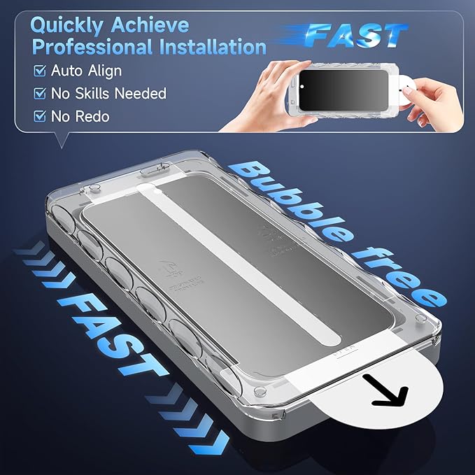 3 Pack Privacy Screen Protector Compatible for iPhone 16 Pro Max, 23° Anti-Spy, 9H Tempered Glass, Anti-Scratch, Touch-Sensitive, Bubble-Free, Easy Installation