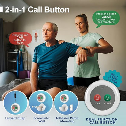 Nurse Call System Caregiver Pager Call System with 10 Dual Function Call Buttons and 1 Central Monitoring Unit for Clinic Restaurant Assisted Living Nursing Home Patients Residents