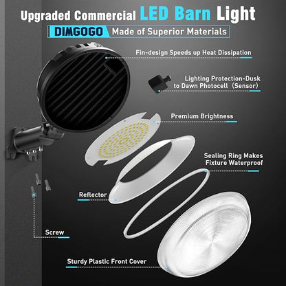 150W LED Barn Light, 20000LM Dusk to Dawn Outdoor Yard Light with Photocell, IP66 Waterproof, 1200W MH Equivalent, Aluminum Housing Security Flood Lighting for Outside Area Lights Use, 2 Pack