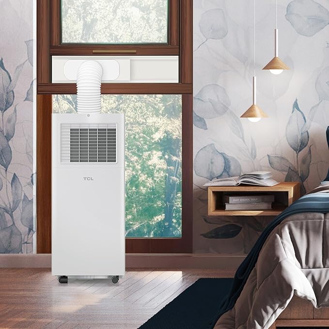 TCL H6P44W 6,000 BTU Smart Portable Air Conditioner, Fan & Dehumidifier, 250 Sq. Ft, Ultra-Compact Design, Remote Control, Compatible with Alexa/Google Assistant, Install Kit Included, White