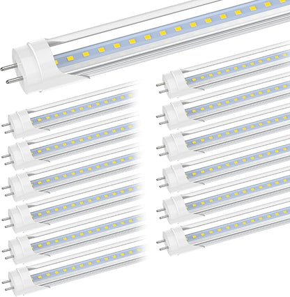 Romwish 2FT LED Tube Light, T8 T10 T12 Type B LED Light Bulb, 10W=24W, 5000K Daylight, 1120LM, 24 Inch F20T12 Fluorescent Bulb Replacement, Remove Ballast, Dual-Ended Power, Clear Cover, 12 Pack