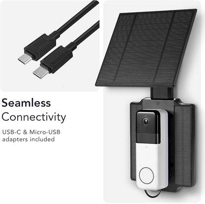 Wasserstein Universal Solar Charger Compatible with Ring Battery Doorbell (2024 Release)/Pro/Plus/4/3/3 Plus/2nd Gen (2020 Release) & Wyze Wireless Video Doorbell Pro - 2.5W Solar Panel Charger