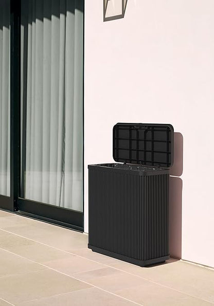 Veradek Tambour Series Outdoor Trash Can with Lid – All-Weather Waste Bin for Patio, Pool, BBQs & Parties | Durable Dual Bag System up to 30 Gallons | Modern Design for Backyard or Deck