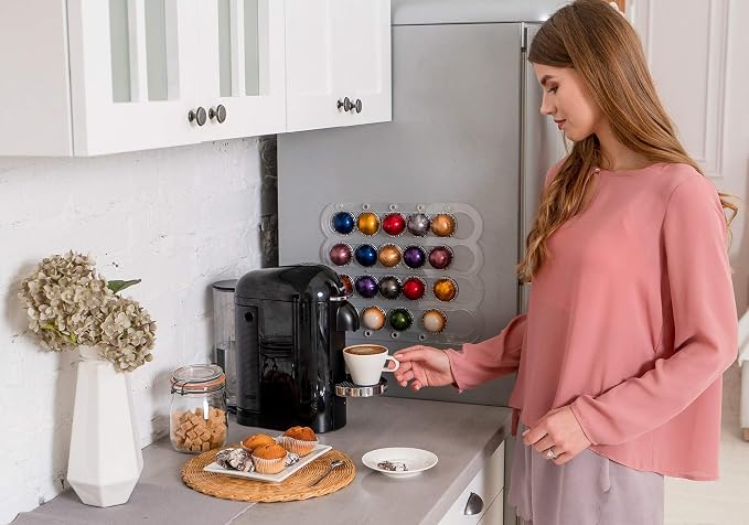 Demi's Home Magnetic Coffee Pod Holder for Nespresso Vertuo Capsules - Suitable to be Mounted on the Fridge (Transparent)