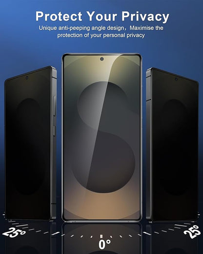 3 Pack Privacy Screen Protector for Samsung Galaxy S26 Ultra Tempered Ultra-Thin Glass with 9H, Anti Scratch, Bubble Free [Support Fingerprint Unlock] Black