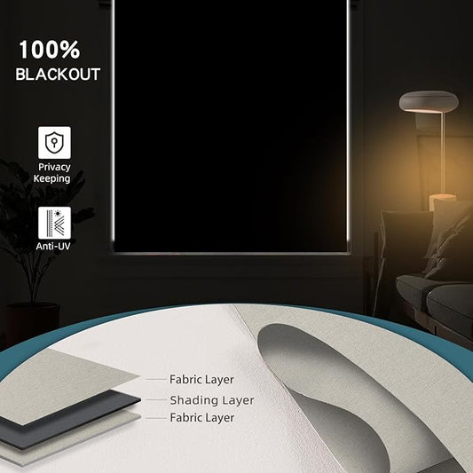 Motorized Smart Blinds with Remote,Automatic Blackout Roller Shade Compatible with Google Home and Alexa,Homekit,Electric Shades,Custom up110''Wx128''H,Bouvardia Cream
