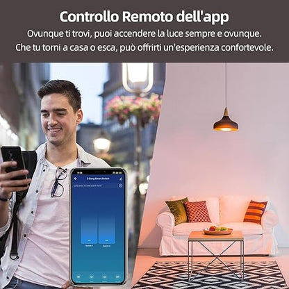 Jinvoo WiFi Wall Light Touch Panel Switch, 2 Way, Remote Control by Smart Phone,No Hub Required, Compatible with Tuya Smart Life app AC 120V Works with Amazon Echo Google Home White 1 Gang ETL Listed