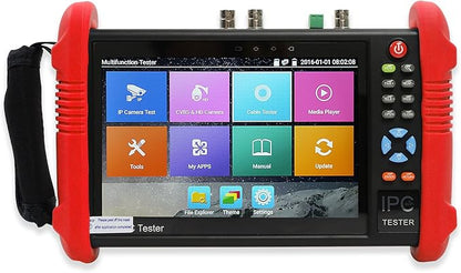 Wsdcam 7 Inch All in One IPS Touch Screen IP Camera Tester Security CCTV Tester Monitor with SDI/TVI/AHD/CVI/POE/4K H.265/1080p HDMI in&Out/RJ45-TDR/Firmware Update Upgraded 9800ADHS-Plus