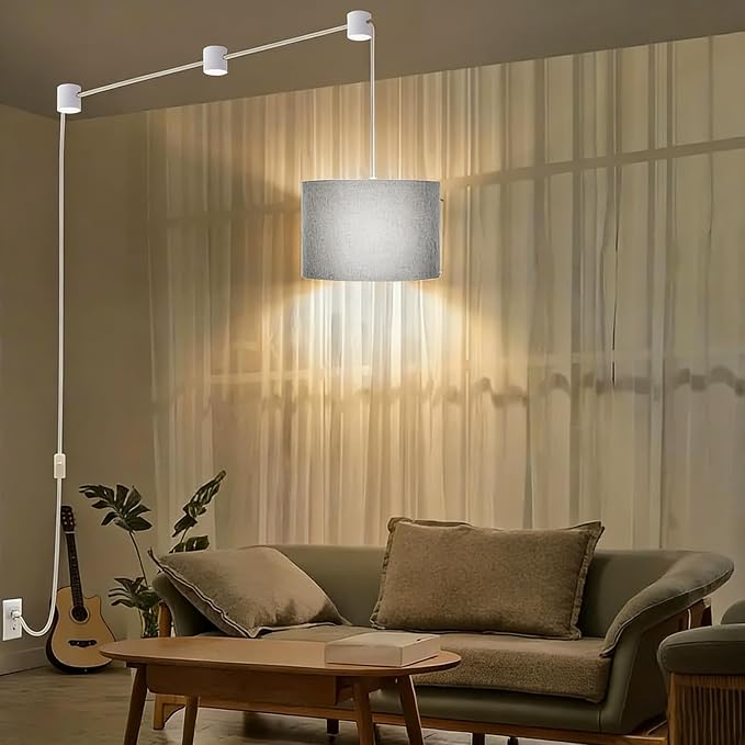 Plug in Hanging Lamp with RGB Smart Bulb Plug-in Cord Pendant Light with 15ft Cord Fixture Pendant Lights for Bedroom Kitchen Living Room Dining Room