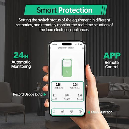 1–50A Smart WiFi Switch, din Rail, Adjustable DIY 1P+N Circuit Breaker, 90–300V Wide Voltage for Energy Monitor, Smart Life/Tuya APP Remote Control, Timer Functions, DIN Rail Mounted, FCC Certified