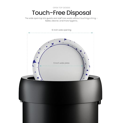 Home Zone Living 16 Gallon Commercial Trash Can with Removable Open Top Lid