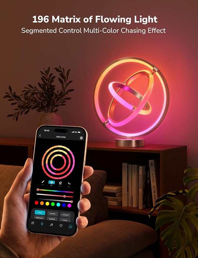 Lepro TB1 AI Smart Table Lamp, RGB+IC Addressable Color Changing Desk Light Alexa Google Home Enable, Music Sync, DIY Endless Scenes, APP Control Cool LED Lamp for Room Decor Ambient Lighting, 2.4 GHz