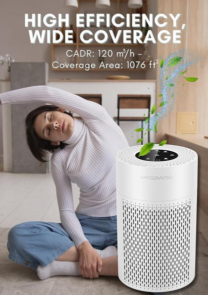 MEGAWISE Air Purifier 2-Pack for Home & Office, Compact Quiet Air Cleaner with Multi-Layer Filter, Portable Design for Bedroom, Living Room, Desktop