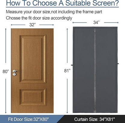 Magnetic Thermal Insulated Door Curtain,Thicker Layered Fabric&Full Strip Magnets,Temporary Doorway Cover Curtains, Self-Closing Privacy Magnetic Screen Door,Door Window Insulation kit for Winter