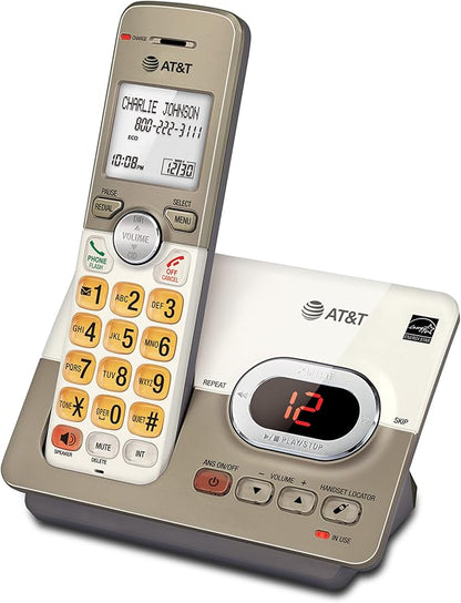 AT&T EL52113 Cordless Phone with Answering System & Extra-large Backlit Keys Light champagne