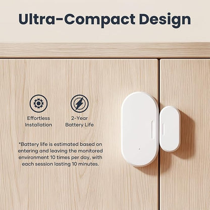 2 Pack Zigbee Door Sensor, Mini Smart Contact Sensors for Doors, Home Automation, Compatible with SmartThings, Alexa, Home Assistant, Hubitat, Aeotec and Homey (Zigbee Hub Required)