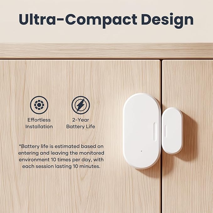 4 Pack Zigbee Door Sensor, Mini Smart Contact Sensors for Doors, Home Automation, Compatible with SmartThings, Alexa, Home Assistant, Hubitat, Aeotec and Homey (Zigbee Hub Required)