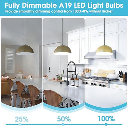 Maylaywood A19 LED Light Bulb, 60 Watt Equivalent, 5000K Daylight White, 900LM, E26 Base, Dimmable, 9W Bright White, 24-Pack
